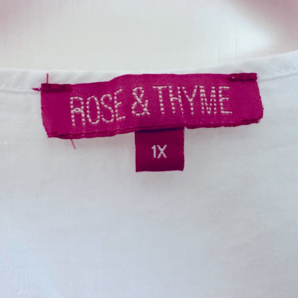 Rose & Thyme White Sleeveless Linen Blend Top With Eyelet Trim Size 1X - Picture 8 of 8